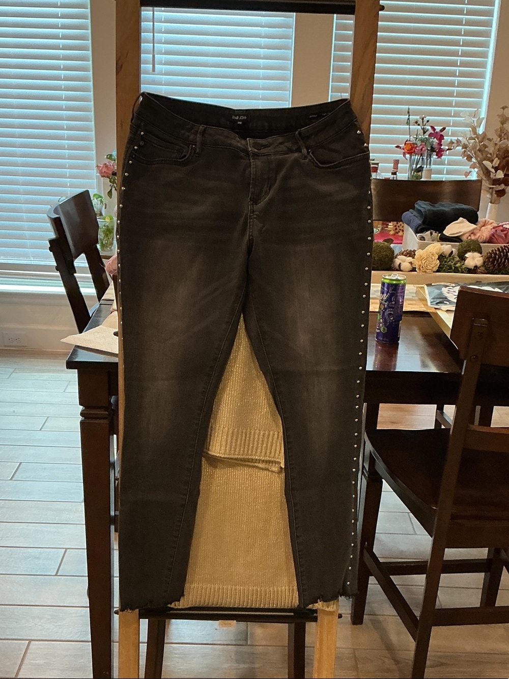 Dear John Black Skinny Jeans with Side Stud Trim